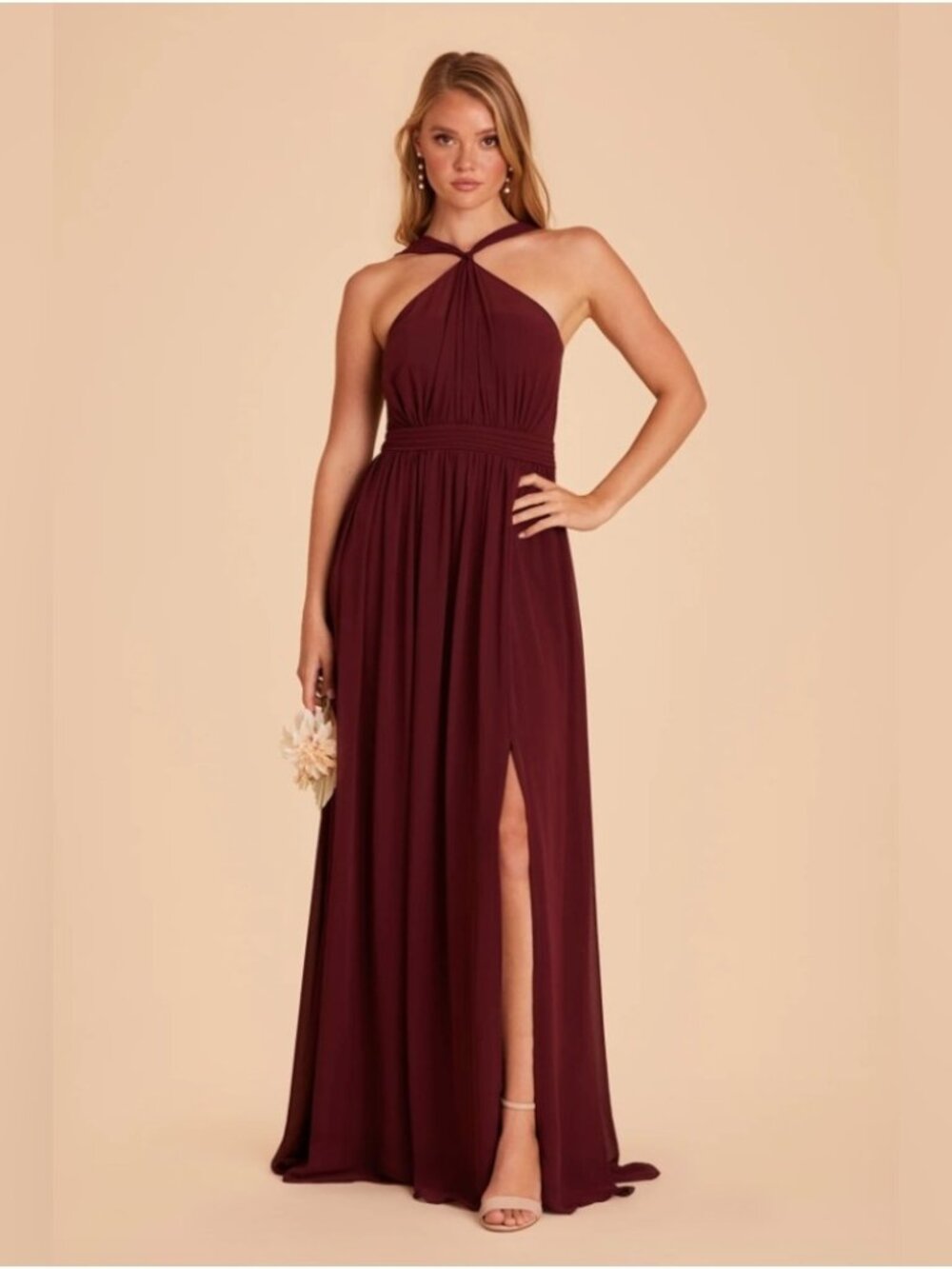 Birdy Grey Chiffon Halter Dress Women’s Medium Cabernet‎ KIKO - Picture 3 of 15